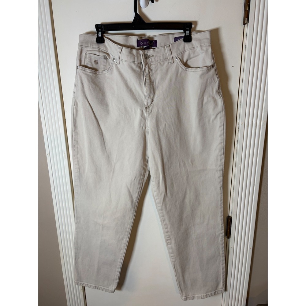 Gloria Vanderbilt Amanda Tapered High Rise Khaki Beige Jeans Women 16